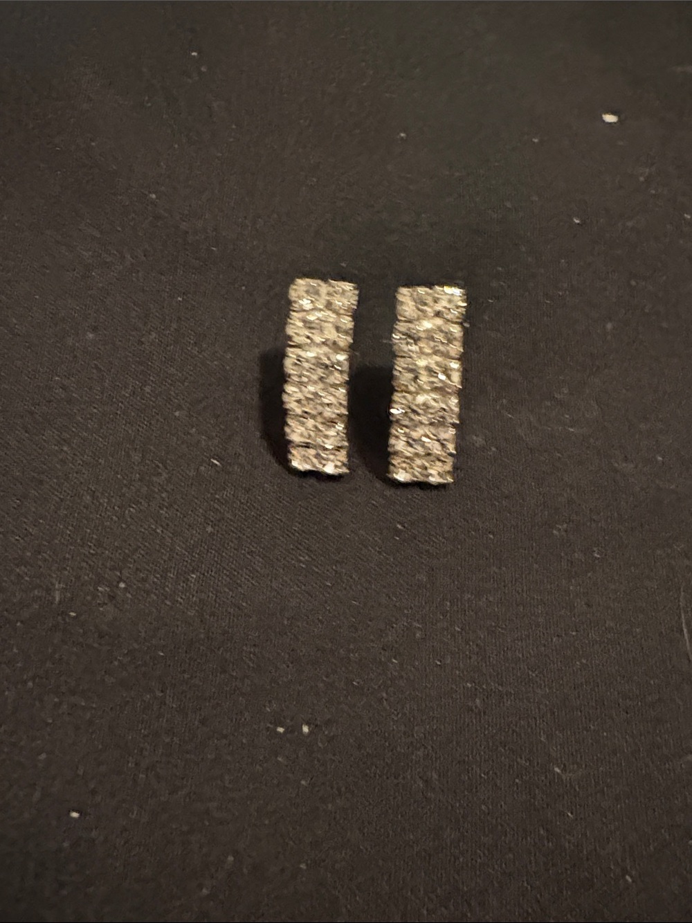 Rhinestone Bar Stud Earrings - Sparkling Silver Tone